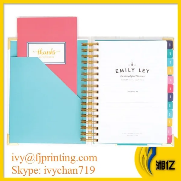 Custom printing daily planner organize with divider tab laminated and gold reinforced corners.jpg