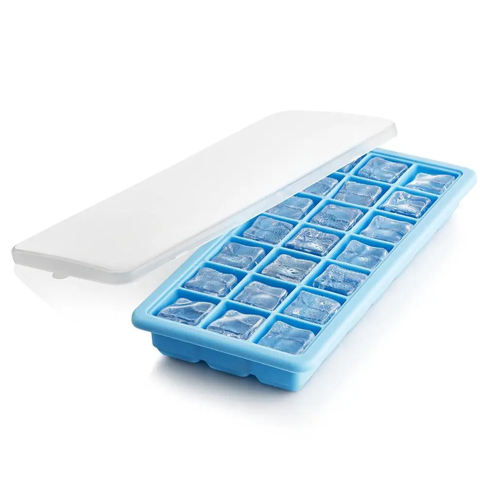

BPA Free Silicone Ice Maker Mold,Flexible 21 cavity Ice Trays with Spill-Resistant Removable Lid, Any pantone color