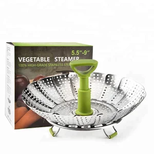 Image of Amazon Stainless Steel Fruit Basket Vegetable Colander Food Stackable Foldable Food Steamer