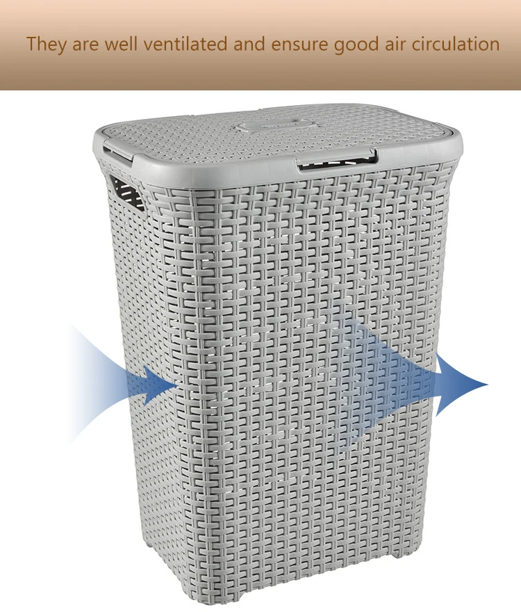 Cesta De Lavandería Resistente De Plástico De Estilo Tejido Con Forro