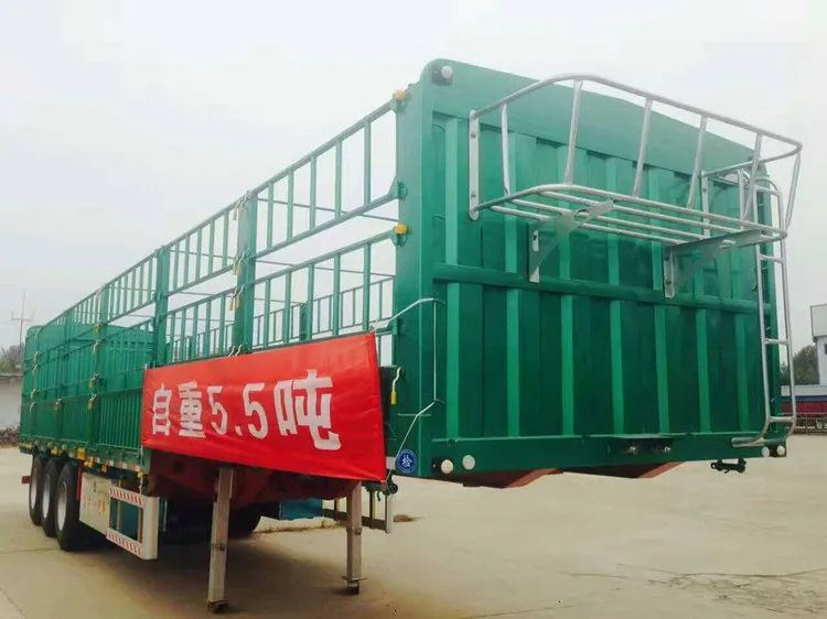 China Made 3 Axles Fence Truck Trailer Animal Transport Stake Semi Trailer For Sale