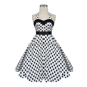 1950s black and white polka dot dress