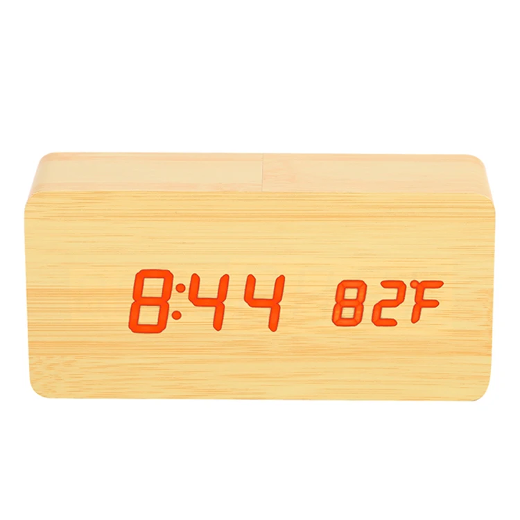 

Christmas Gift Electric Clocks Digital Wireless LED Wooden Alarm Clock Stripe Clock