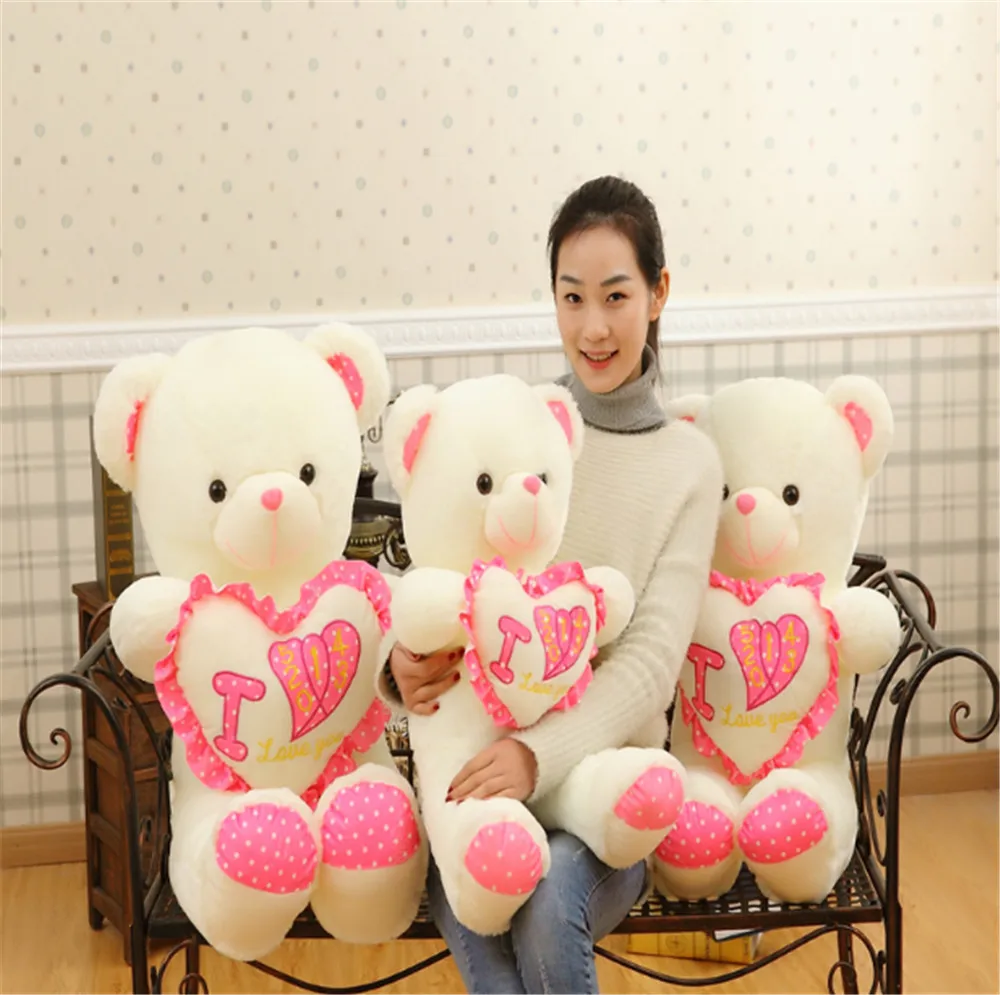 Fancytrader Valentine's Day Teddy Bear Love You Pink Heart Bears Plush Toys Nice Birthday Christmas Gift 110cm1