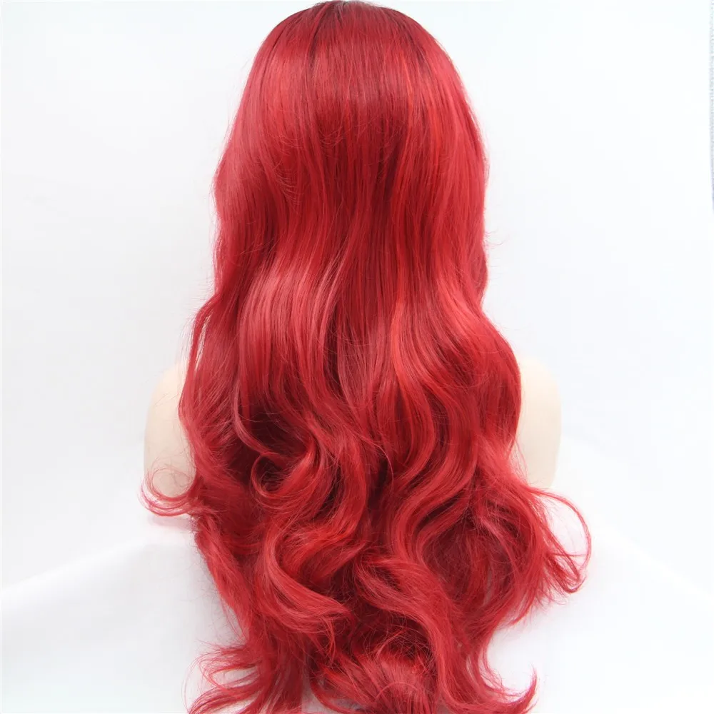 合成头发假发高品质彩色红色时尚蕾丝前假发