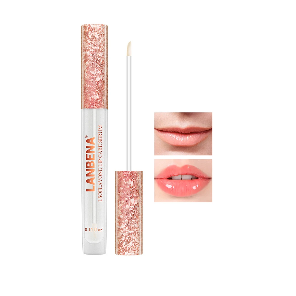 

wholesale Lanbena brand real effect plumping lip gloss transparent glass glossy plump oil moisturized oem odm private label