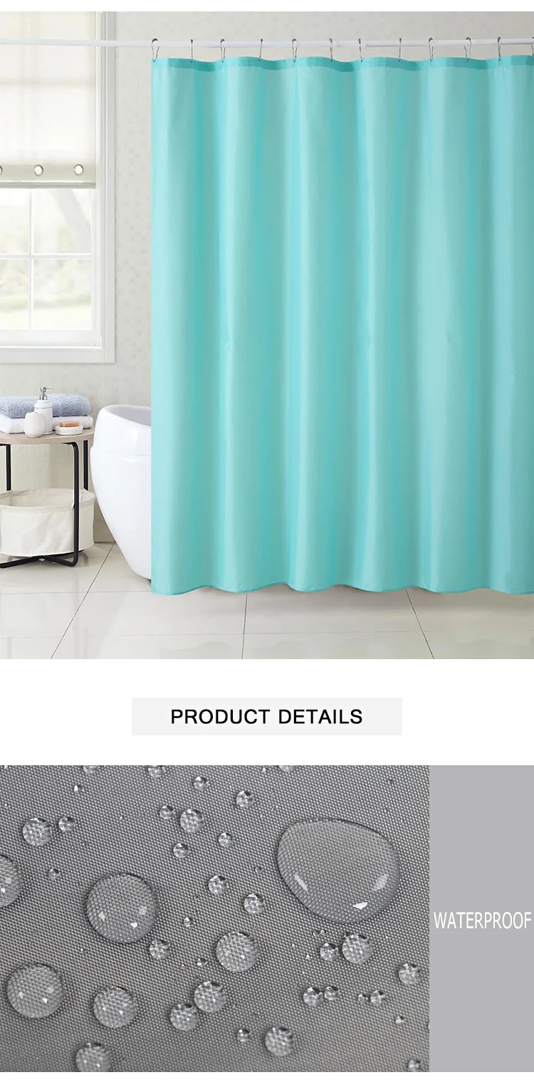 Pure Color Mildew Resistant Fabric 72x72 Inch Waterproof Water Repellent Classic Hotel White