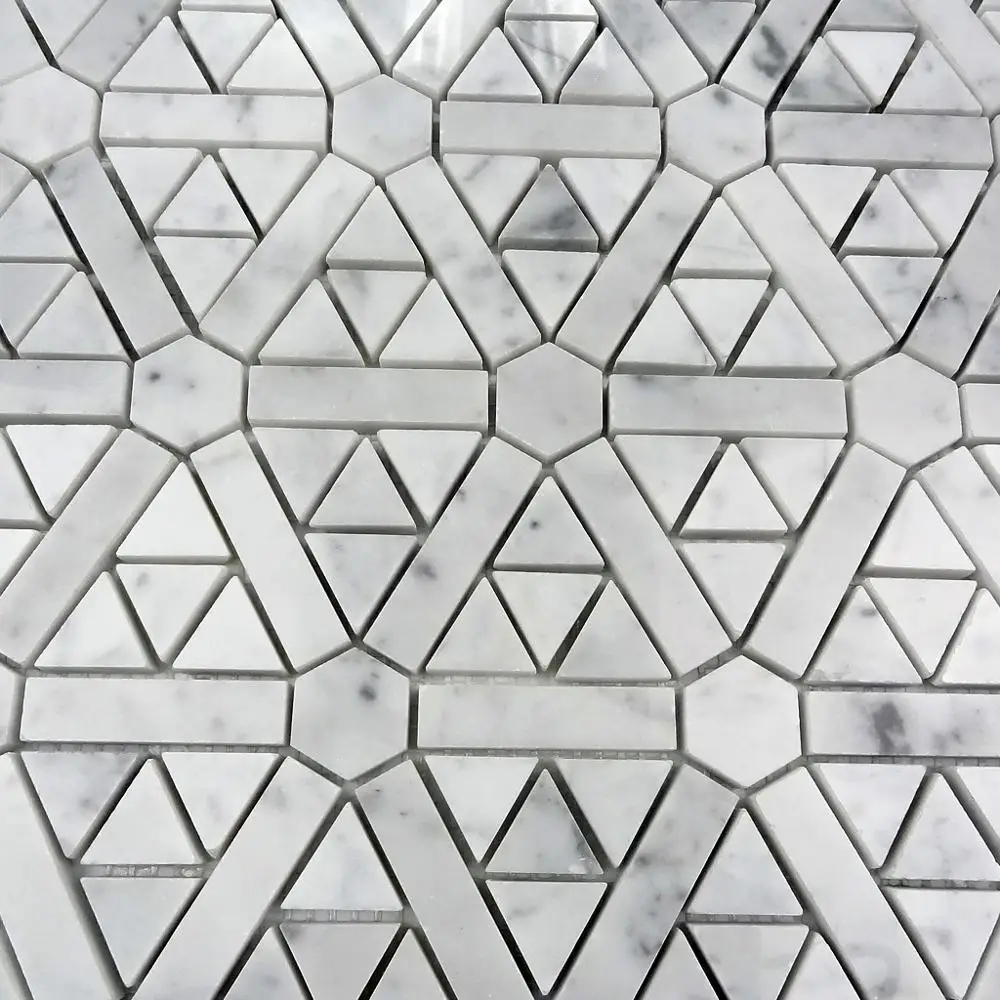 Carrara White Marble Triangle Mosaic Tiles For Bathroom Floor Buy