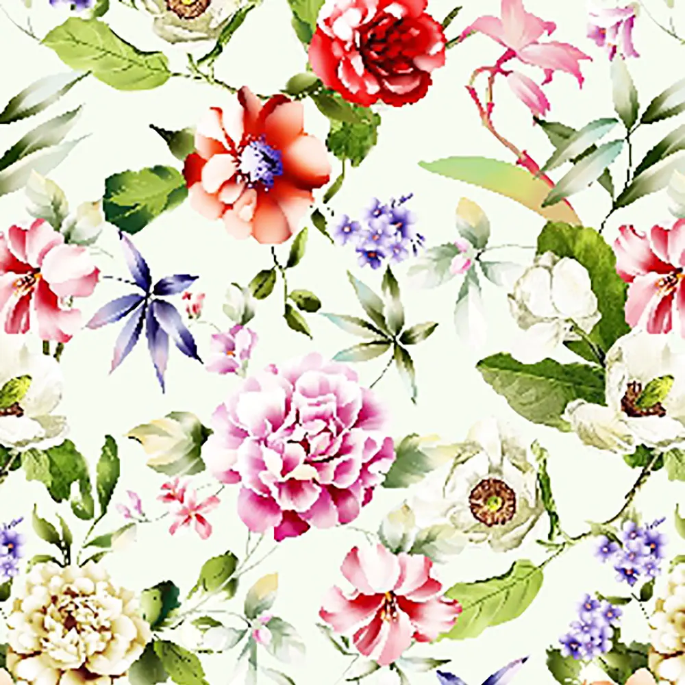 
Custom Design Plain Chiffon Floral Dress Digital Printed Silk Fabric 