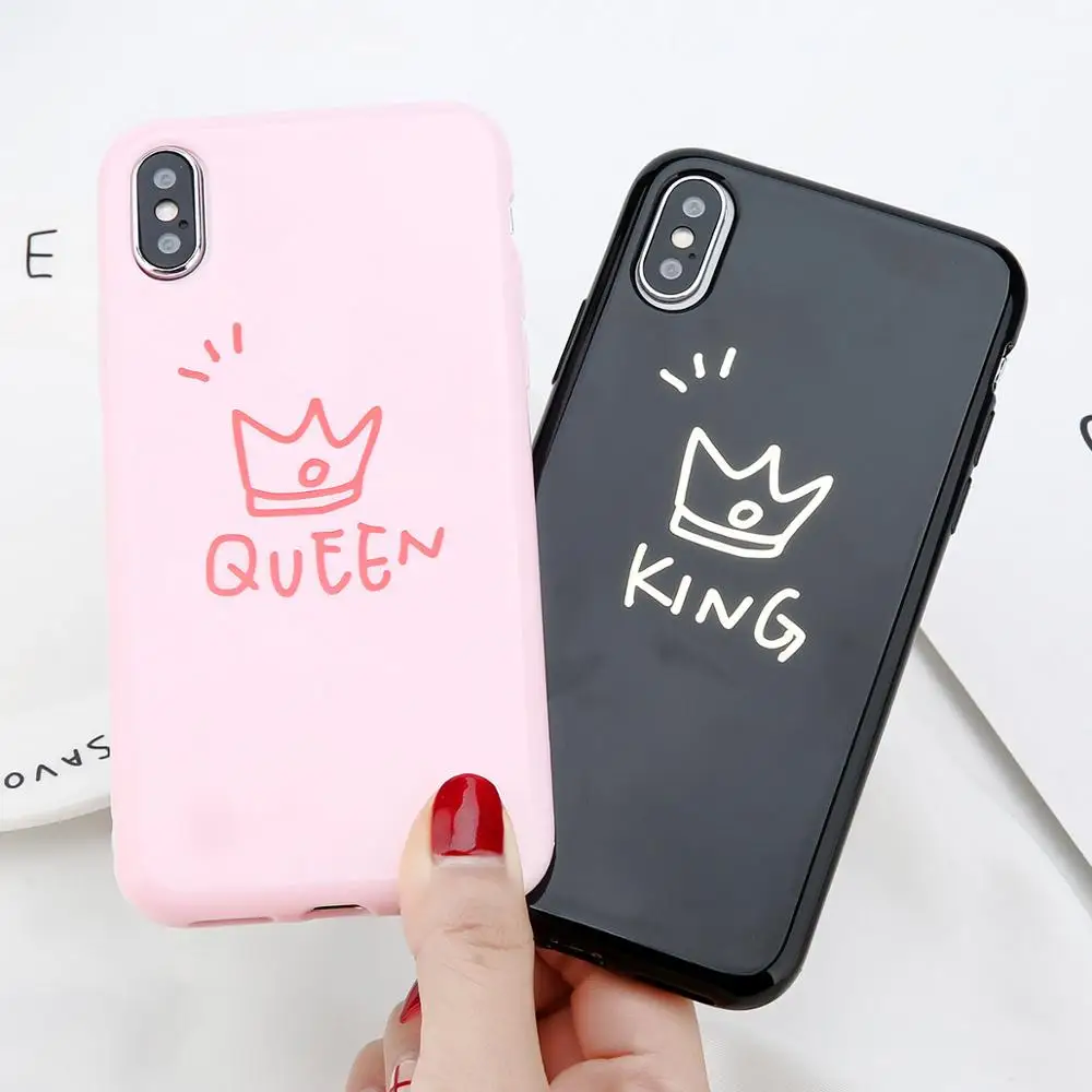 

USLION Queen Crown Glossy Back Soft TPU Cover for iphone X XR XS MAX 6 7 8 Plus