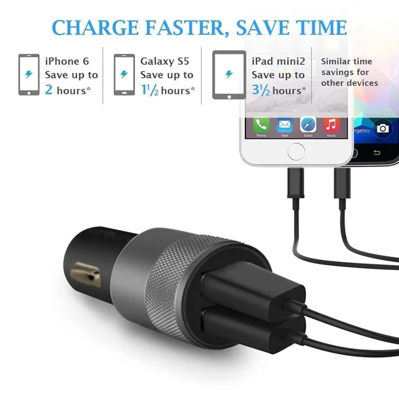 China 2016 New Products Led Light Usb Car Battery Charger Dual Usb Port