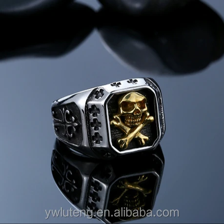 Nouveau Cr&acirc;ne Anneaux En Gros En Laiton Tendances Personalit&eacute; Punk hommes Hipster Anneaux