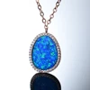 Fashion gold plated 925 silver jewelry synthetic blue fire opal pendant setting with cz