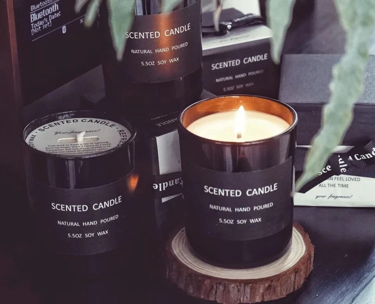 Luxury Scented Candle In Black Glass Jar With Lid Buy Glass Jar