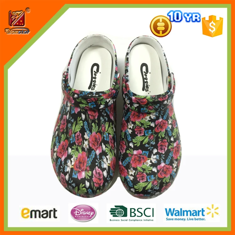 2016 high quality black/white/printing eva kitchen chef shoes clogs