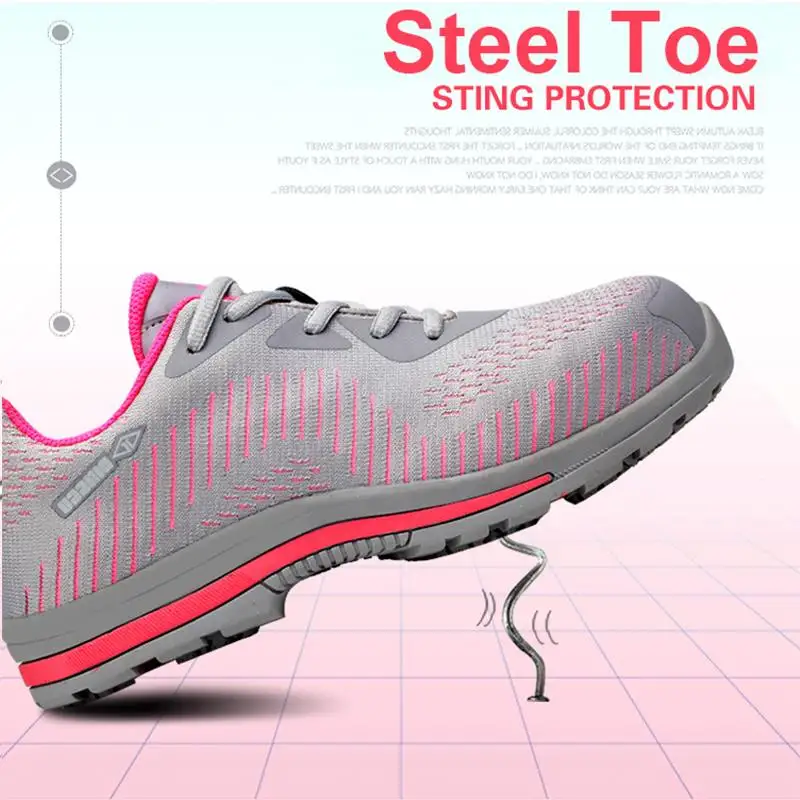 

Women Lightweight Bulletproof Labor Work Safety Shoes Women AtreGo Work Boots Anti-smashing Steel Toe Hiking Shoes Size EUR36-45