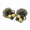 Factory Direct Price Bulk Iron on Custom Gold Thread Cartoon Logo Design Embroidery Patches for Jean