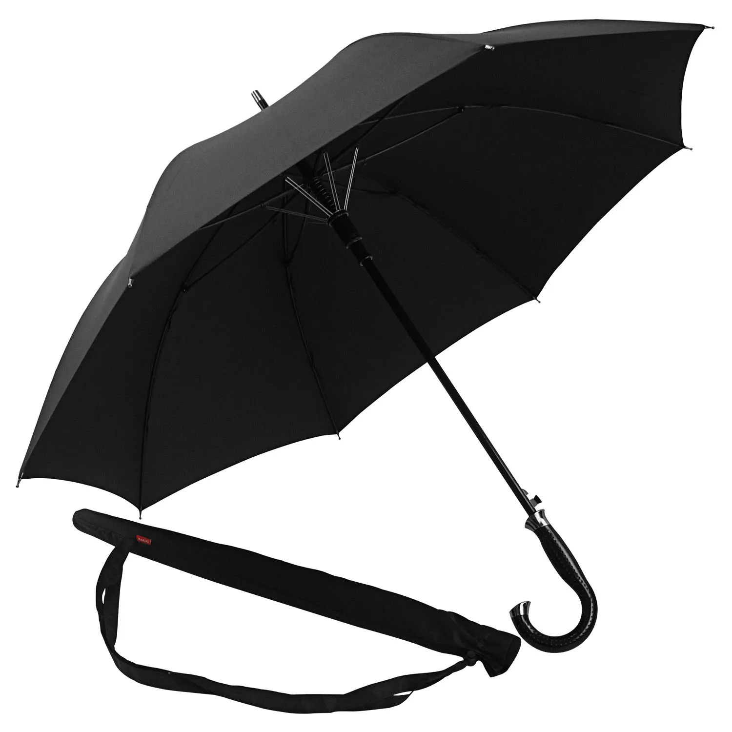 

Elegant automatic open classical extra large sturdy J-handle stick umbrella, Black