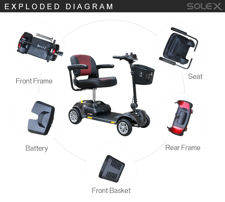 Wholesale UK PG Control 24 V Mobility Disabled Scooter For Elderly People