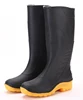 Indonesia hot sell PVC rain boots for men's black color yellow sole