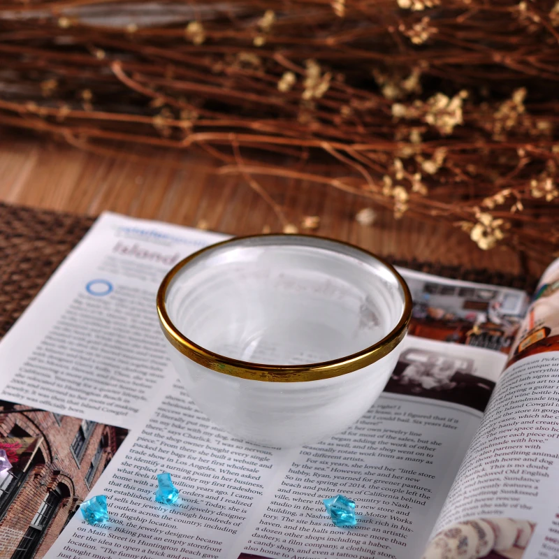 Thin white smoke glass candle holders with gold rim home decoration wholesale