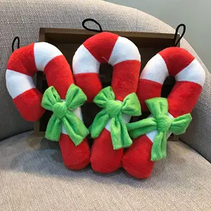 Image of Squeaky flush Christmas gift Candy Cane Rope Toy,Puppy Chew Dog Toys, Interactive and Cotton Rope Toys and Christmas Decoration