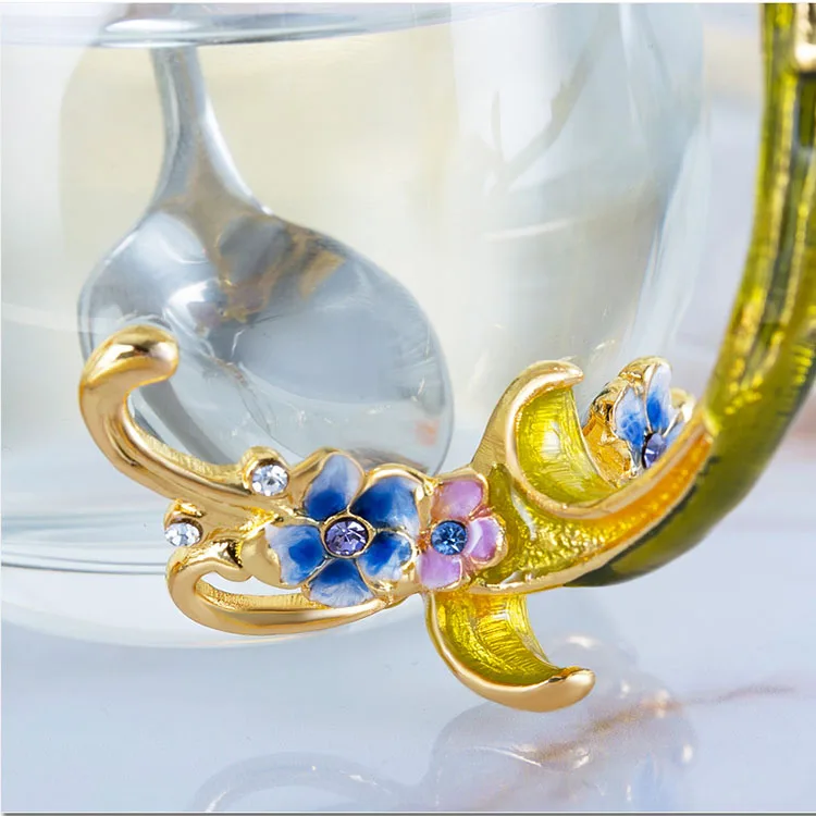 High Quality Decorative Glass Cup Enamel Glass Flower Tea Cup Buy