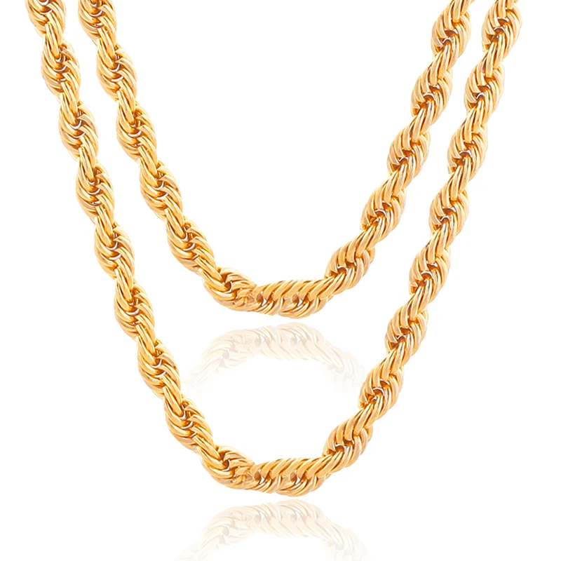 

ATHENAA Mens Gold Plated Hip-Hop Rope Chain