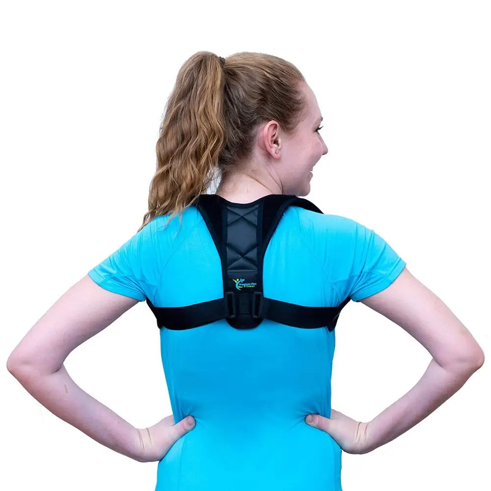 

Freedom Adjustable Shoulder Support Brace Clavicle Brace Upper Back Posture Corrector, Black/blue