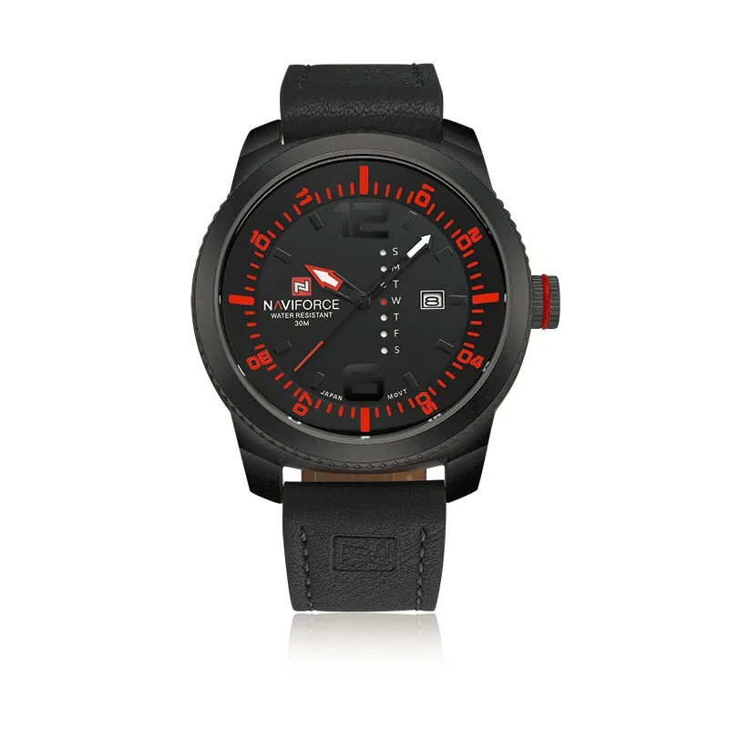 

Naviforce 9063 Casual Men Watch PU Leather Quartz Watch Wrist Watches For Men Waterproof 3ATM Auto Date Luxury Clock