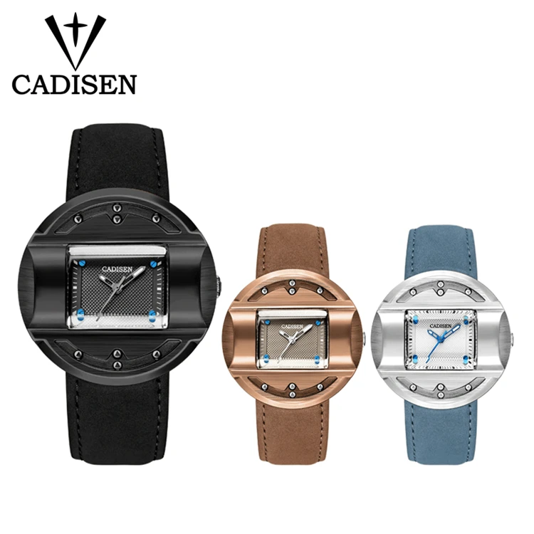 

CADISEN Top Men Watch New Creative Quartz Military Sport Hot Mens Fashion Leather Watches Male Wristwatches Relogio Masculino