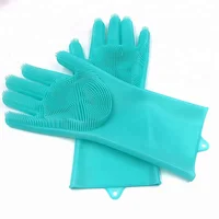 

New Magic Silicone Dish Washing Gloves With Scrubber Heat Resistant Brush Scrubbing Glove Kitchen Hand Glove in High Quality
