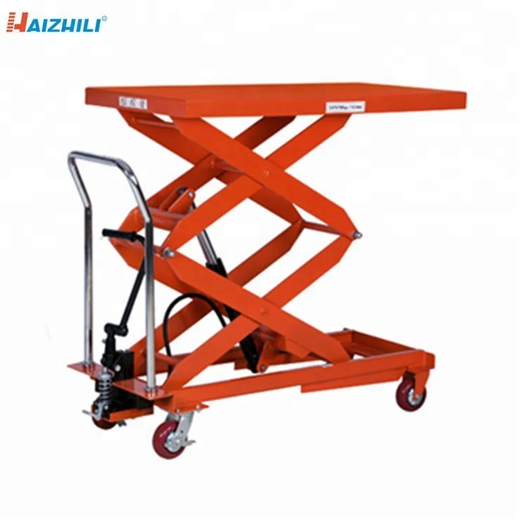 Warehouse Equipment Capacity 800kg Manual Hydraulic Mobile Lift Table ...