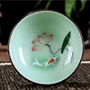 Chinese Tea Cups Porcelain Celadon Fish Teacup Set Loose Leaf Teapot Drinkware Oolong Tea Ceramic China Kung Fu Tea Sets