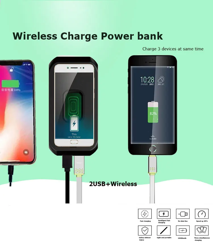 QI Power Bank,10000mAh Wireless Charger with 2 USB Ports Fast Charging_01.jpg
