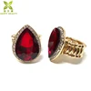 Large teardrop china glass stone stretch ring for women