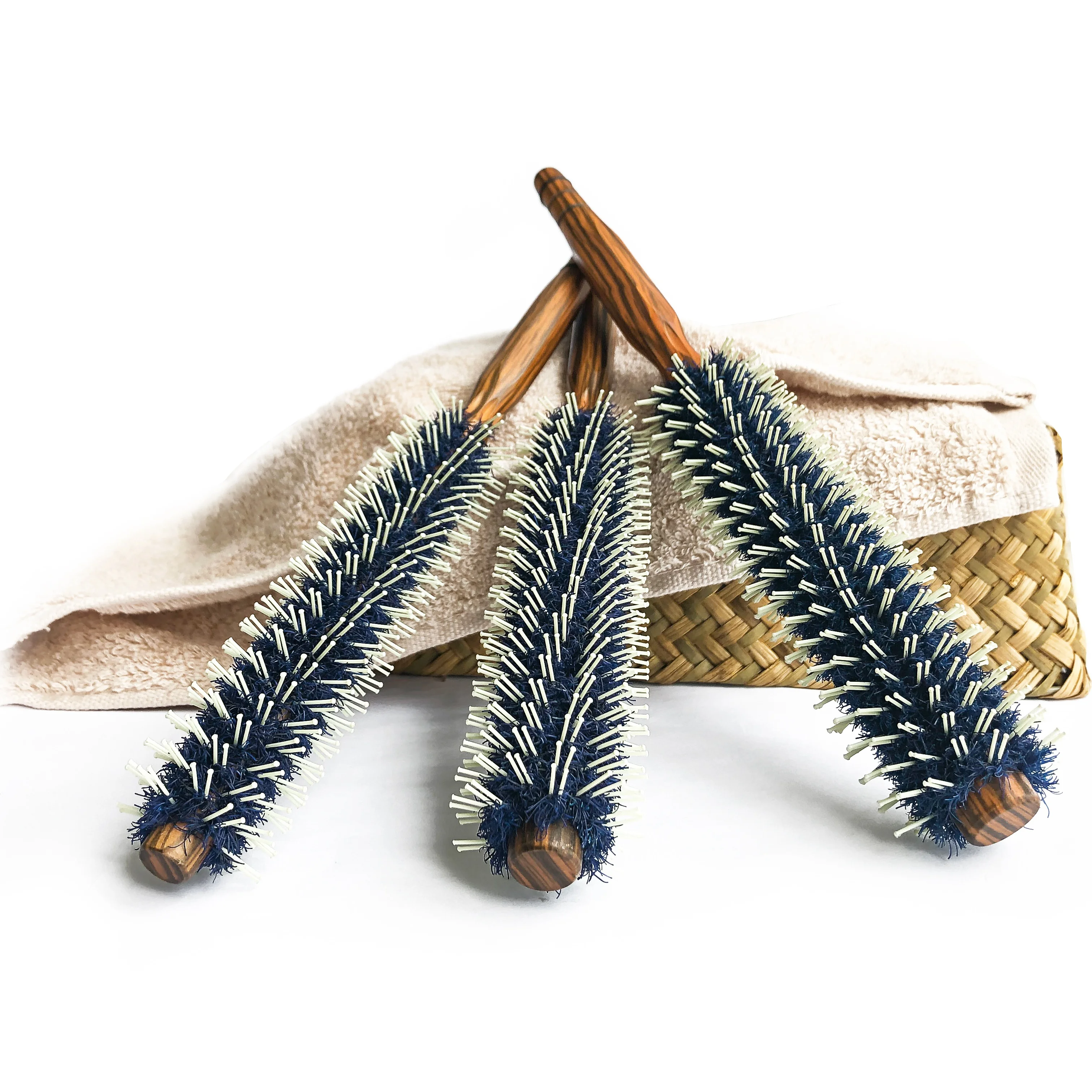 

Professional Exquisite Handmade Natural Wood Handle Boar Bristle Round Waved Hair Brush