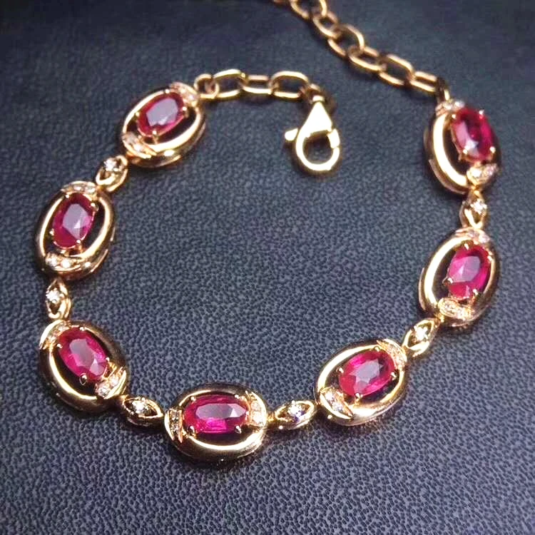 

SGARIT luxury bracelet 18k gold jewelry 4.2ct natural ruby bracelets gemstone jewelry Christmas gift