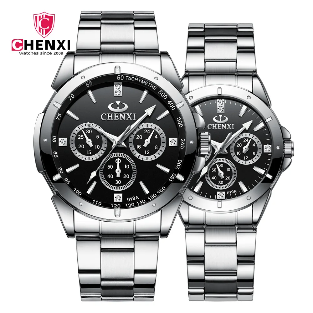 CHENXI 019A Brand Business Men's Automatic Watch Stainless Steel Metal Band Quartz Couple Watch Wholesale