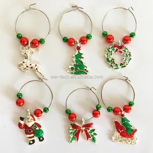 Image of metal decorative custom charm ring wine glass marker