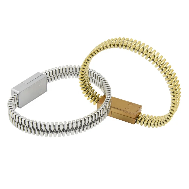 

Trending Product 2019 Bracelet Usb Cable Unique Design Zipper Fast Data Charging Cable for Iphone, Golden/silver/etc