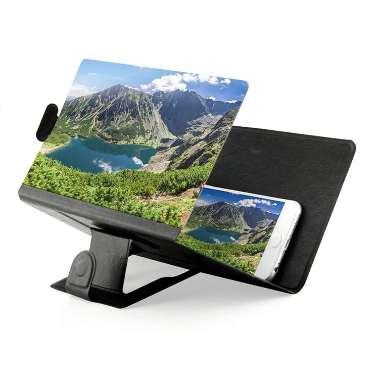3d Smart Mobile Phone Movies Amplifier with Pu Leather Foldable Holder Stand tablet screen magnifier