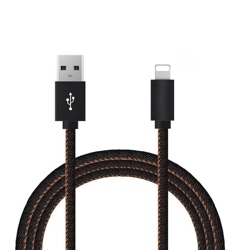 

2019 Best Seller Jeans Denim USB Data Sync Cable, Black/blue