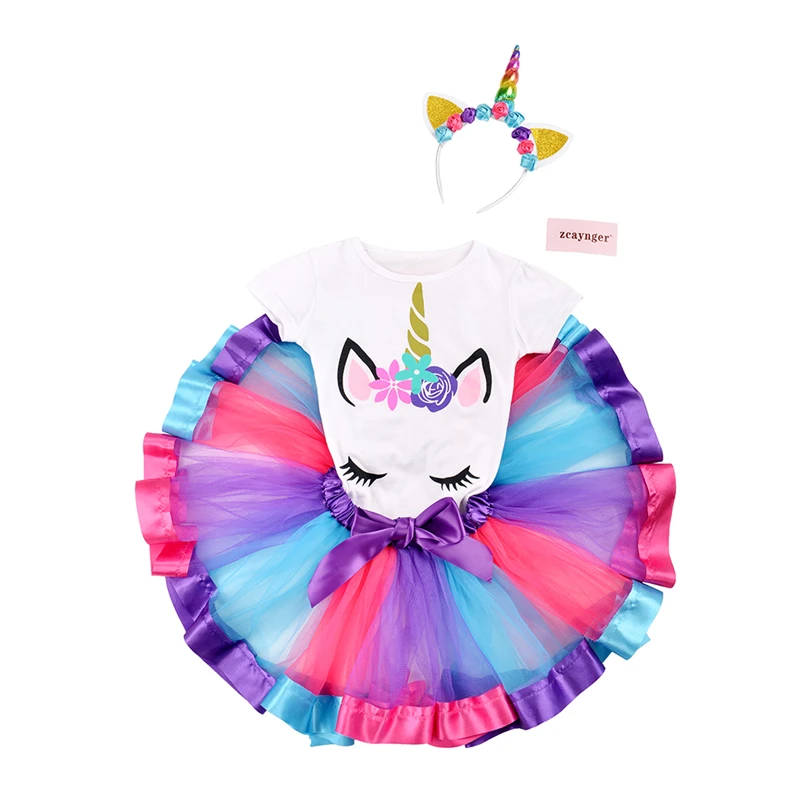 

Colorful lace playful unicorn dress baby girls party tutu skirts sets children tutu dress clothes sets wholesale skirt tutu, Multi