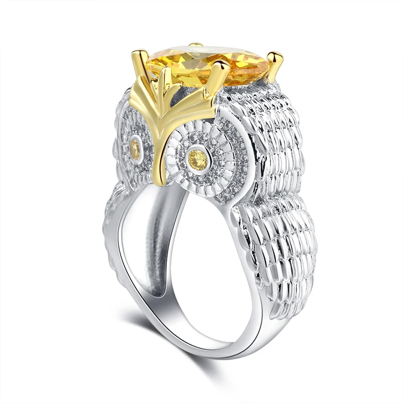 

Animal jewelry new design platinum plated owl head ring for men