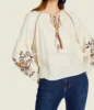 New western style ladies embroidery long sleeve tops blouses