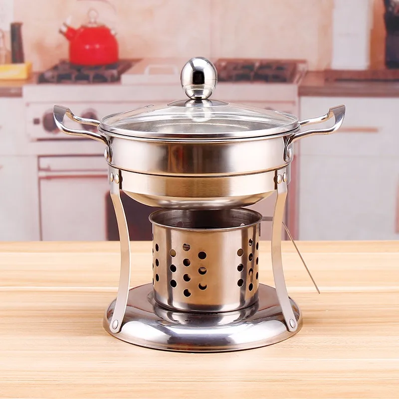 Shabu Stainless Steel Alcohol Hot Pot Alcohol Stove Food Warmer Hot Pot