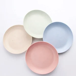 Image of Wholesale ECO -friendly Biodegradable Wheat Straw Food Plate Set of 4 Color Fruit Dish