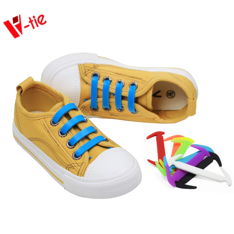 

2019 shoe lace manufacturing no tie silicone shoelaces lazy shoelace elastic fashion shoelace 12pcs for kids, 8 colors