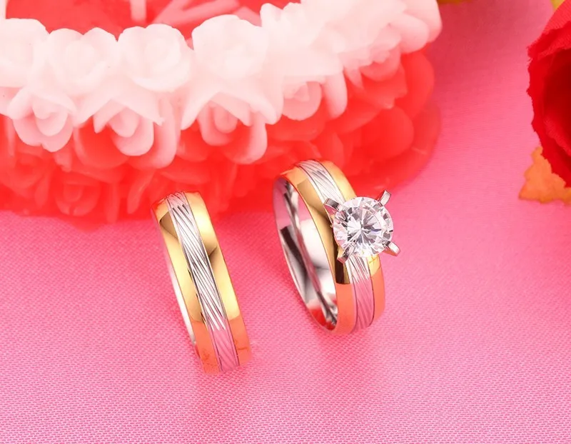 6mm Titanium Steel Phnom Penh Ring Four Claws Insert Zircon Couple Ring Buy Couple Wedding 5304